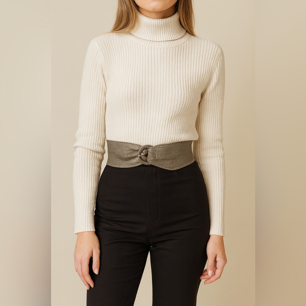 Vintage Italian Pebbled Leather Waist Belt